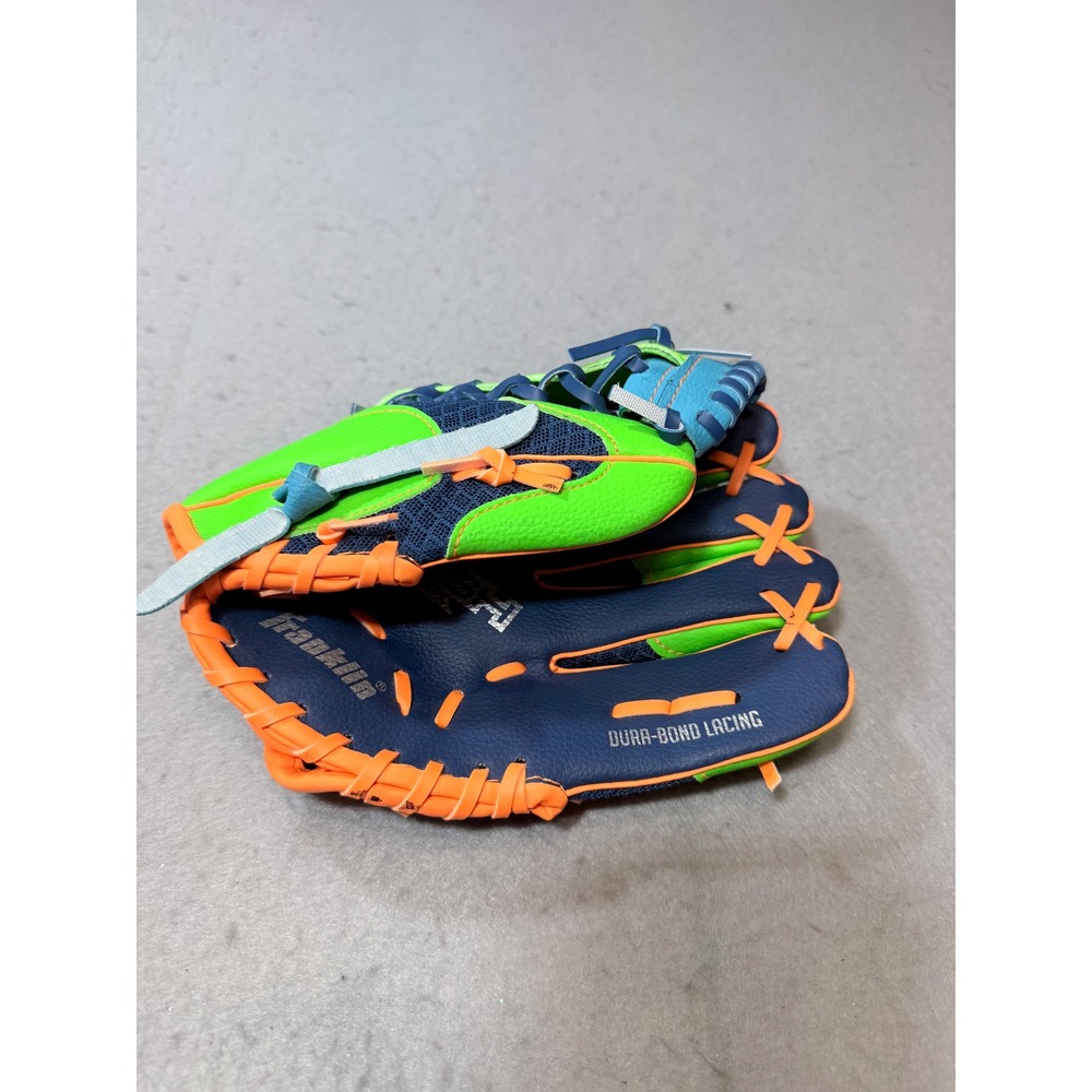 Franklin Meshtek Series Youth Baseball Glove 9.5" Dura-Bond Lacing‎ Blue/Orange